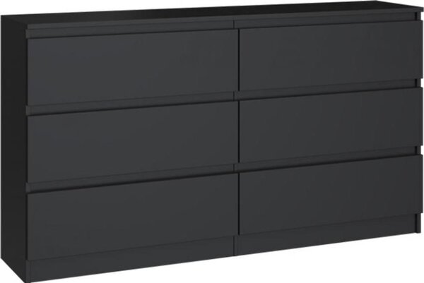 Topeshop M6 140 CZAR 2X3, Černá, 6 zásuvka/zásuvek, Dřevotřískové desky, Jednobarevný, Moderní, Dřevotřískové desky