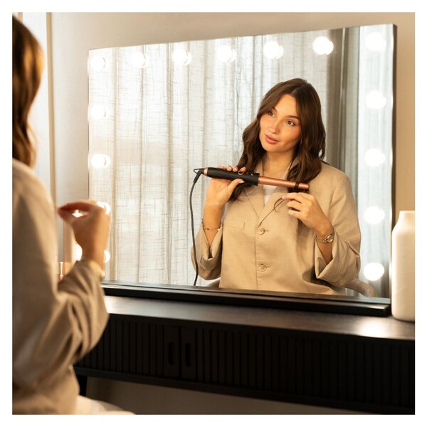 SensaHome Vanity Mirror Pro - hollywoodské kosmetické zrcadlo s 12 stmívatelnými LED světly, 3 režimy osvětlení, 60 x 40 cm - černé
