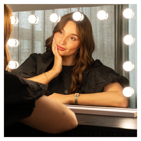 SensaHome Vanity Mirror Pro - hollywoodské kosmetické zrcadlo s 15 stmívatelnými LED světly, 3 režimy osvětlení, 80 x 60 cm - bílé