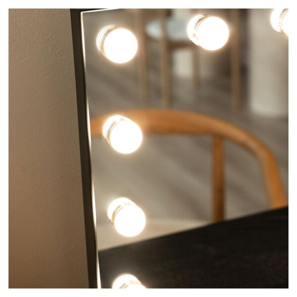 SensaHome Vanity Mirror Pro - hollywoodské kosmetické zrcadlo s 15 stmívatelnými LED světly - 3 světelné režimy - 80 x 60 cm - černá barva
