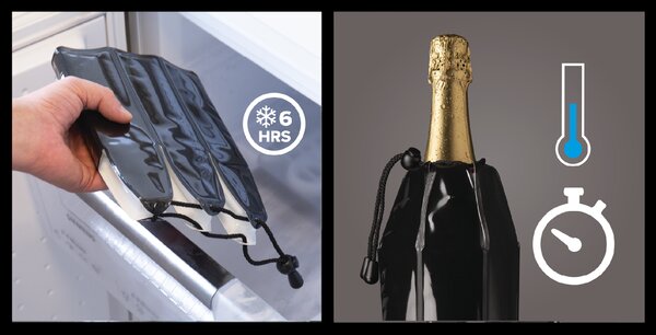 Chaldicí návlek na sekt, Vacu Vin, černý, 38856606