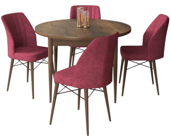 Jídelní set Roxie (ořech barokní + prašná růžová) (pro 4 osoby). Akce -25%. 1144564