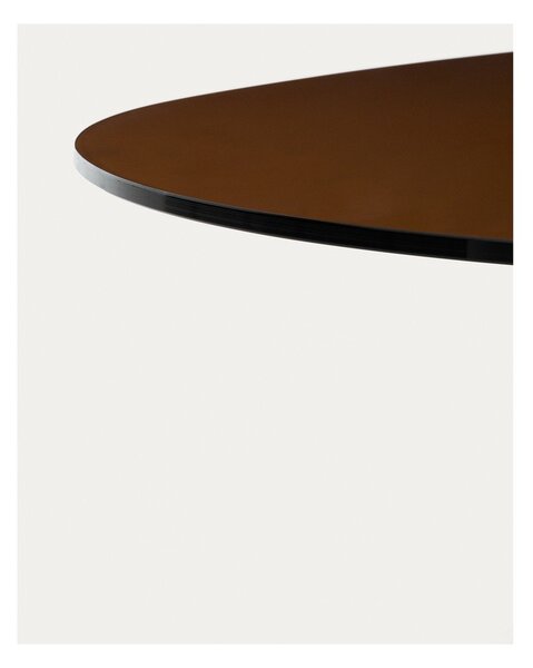 Hnědý konferenční stolek se skleněnou deskou 81x140 cm Olir – Kave Home