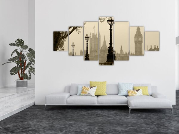 Obraz - Londýn v mlze, Anglie (210x100 cm)