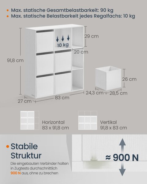 Úložná police se 6 stohovatelnými boxy LBC199W01