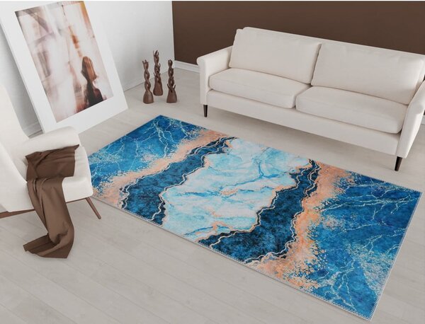 Modrý/ve zlaté barvě koberec 80x50 cm - Vitaus