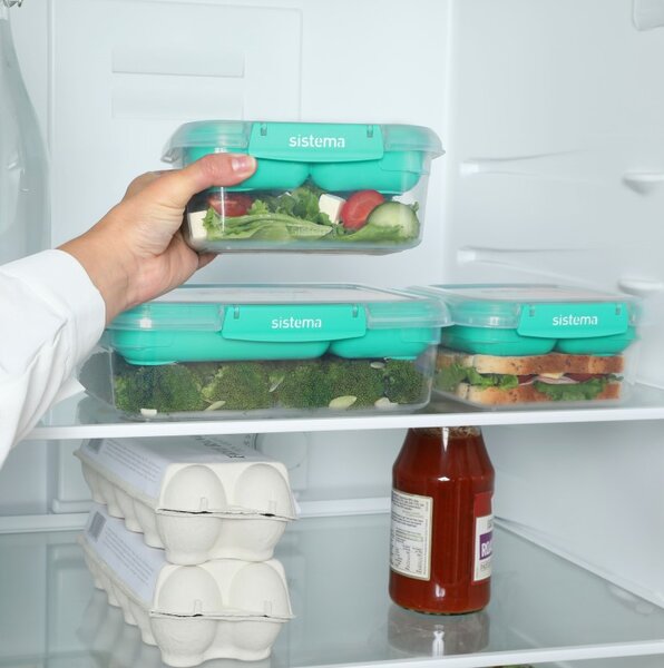 Sistema Sada 4 ks Dělený vodotěsný box na jídlo To Go STAX 2x 2,2 l, 2x 1 l, zelená
