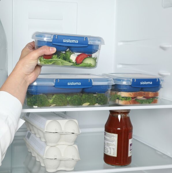 Sistema Sada 4 ks Dělený vodotěsný box na jídlo To Go STAX 2x 2,2 l, 2x 1 l, modrá