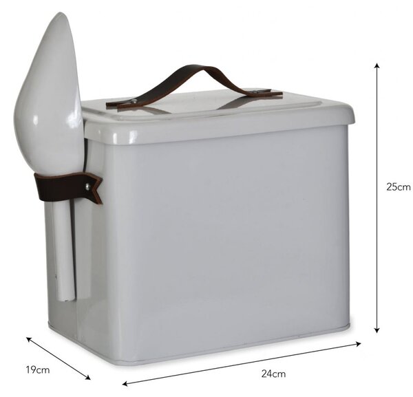 Plechová dóza na granule Small Leather Handl 3,5 l