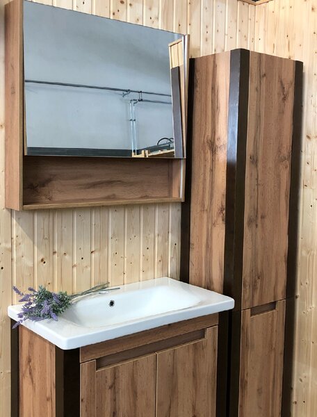Lavedo Queen Wotan Oak 90 zrcadlová skříňka do koupelny s LED podsvícením
