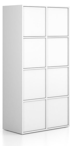 Kancelářská skříň FRAME, 8x dveře, 872 x 450 x 1735 mm, PUSH-lock, bílá