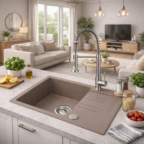 Ruvetti Cooksy Chef dřezy s baterií béžová/ocel LPCC6244BESE