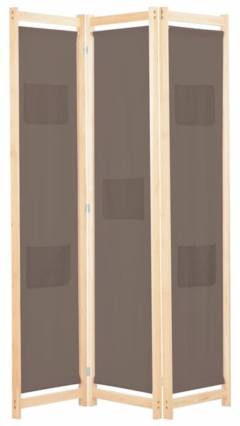 3-dílný paraván - textil - hnědý | 120x170x4 cm