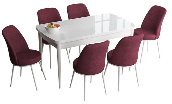 Jídelní set Hana (bílá + prašná růžová) (pro 6 osob). Akce -25%. 1144609