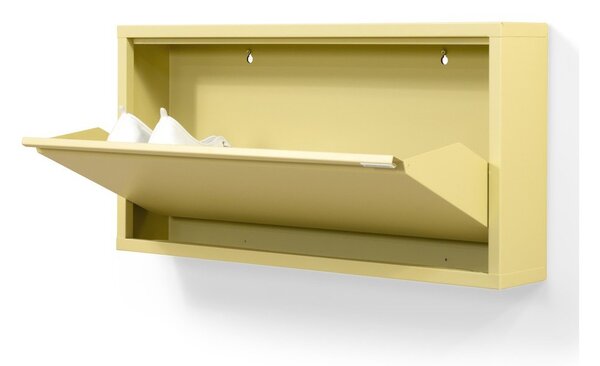 Světle žlutý ocelový výklopný/závěsný botník 75x37,5x12,5 cm Billy – Spinder Design