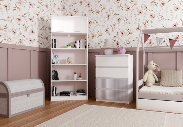 TP Living Dětská komoda MALWA M4 ARTESO bílo-růžová