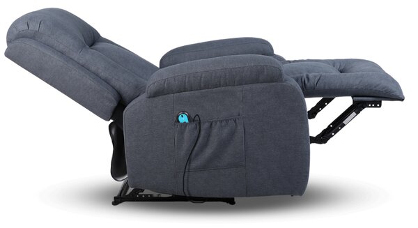 TV křeslo RIVA PLUS s elektrickým polohováním — látka, šedá, nosnost 130 kg