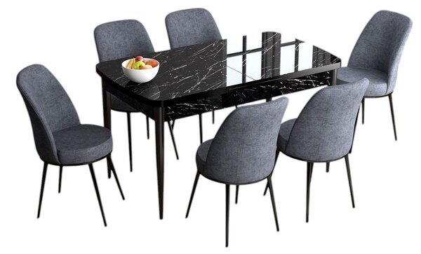 Jídelní set Hana (ořech barokní + kouřová) (pro 6 osob). Akce -25%. 1144620