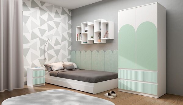 TP Living Dětský noční stolek MALWA M2 ARTESO bílo-zelený