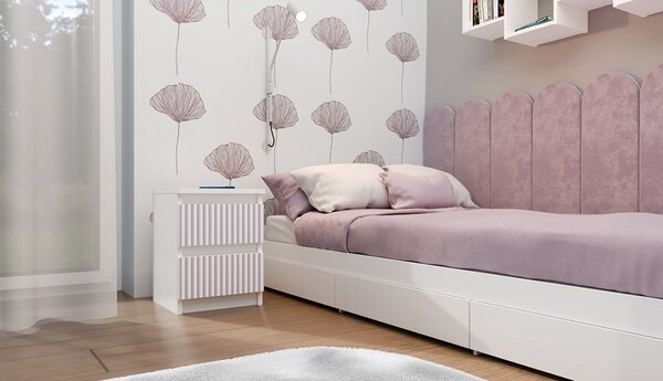 TP Living Dětský noční stolek MALWA M2 ARTESO bílo-růžový