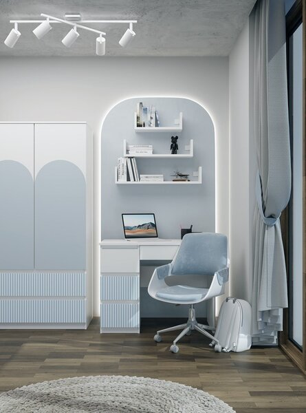 TP Living Dětský psací stůl MALWA ARTESO bílo-modrý levý