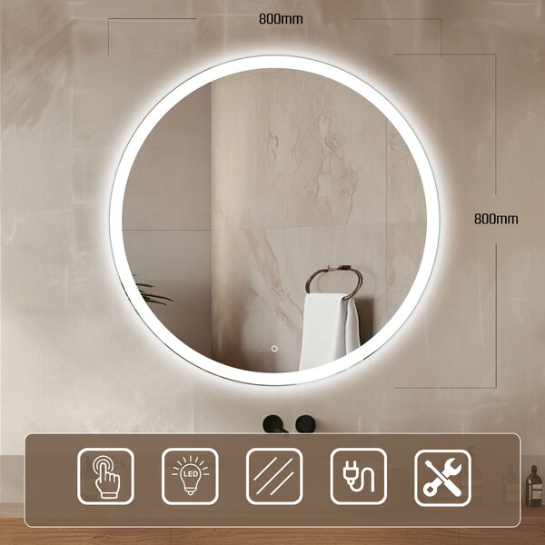 Venti Ring 80 zrcadlo 80x80 cm kulatý s osvětlením 5907459662375