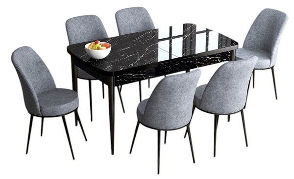 Jídelní set Hana (ořech barokní + šedá) (pro 6 osob). Akce -25%. 1144623