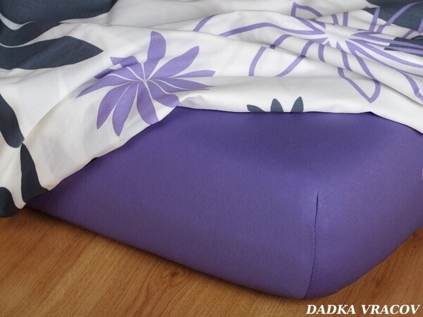 DADKA Vracov Jerseyové purpurové prostěradlo s vysokou gramáží 190 g/m2, rozměr 180x200