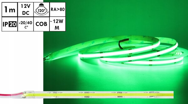 EcoPLANET Homogenní Neon COB LED pásek 12V 50m ZELENÝ