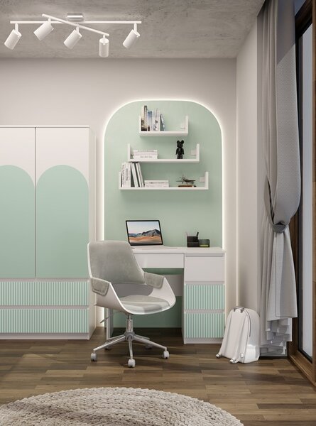 TP Living Dětský psací stůl MALWA ARTESO bílo-zelený pravý