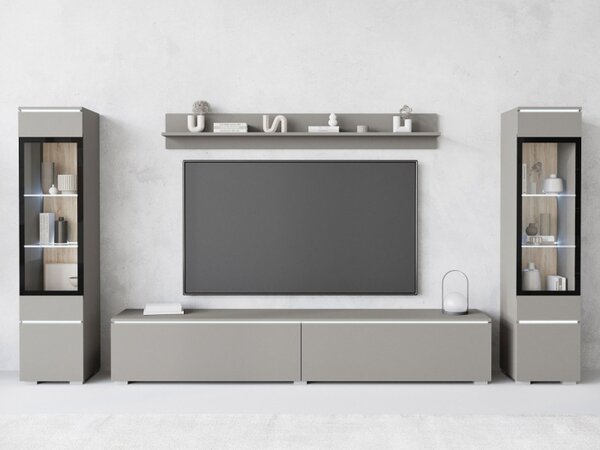 Nábytek do obývacího pokoje Sawoti II, Barva: šedé palladium, Osvětlení: osvětlení LED - bílé 5903211457241