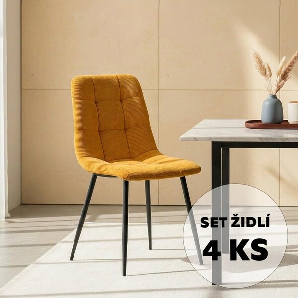 Set - 4 ks Jídelní židle AVENBERG ARDEN žlutá