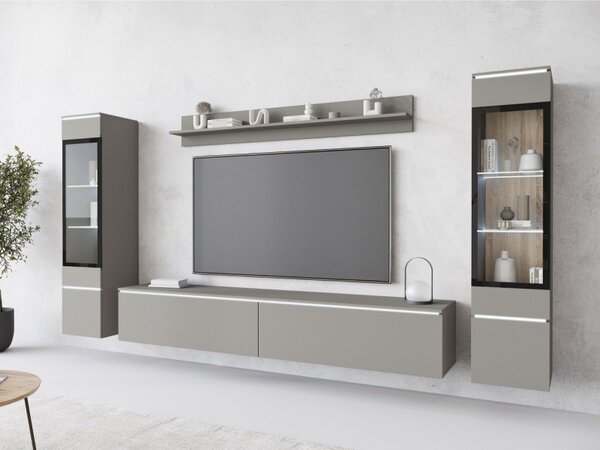Nábytek do obývacího pokoje Sawoti II, Barva: šedé palladium, Osvětlení: osvětlení LED - bílé 5903211457241