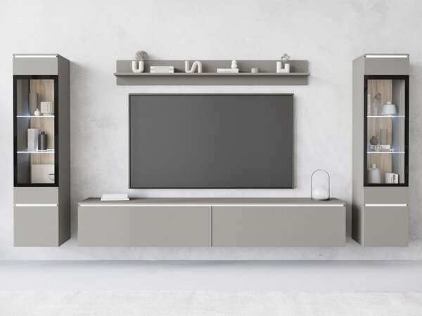 Nábytek do obývacího pokoje Sawoti II, Barva: šedé palladium, Osvětlení: osvětlení LED - bílé 5903211457241