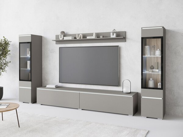 Nábytek do obývacího pokoje Sawoti II, Barva: šedé palladium, Osvětlení: osvětlení LED - bílé 5903211457241