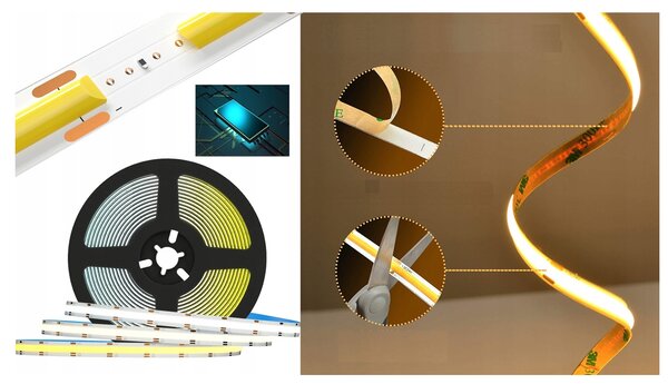 ECOLIGHT LED pásek 24V COB 9W/m 480LED 50m 8mm neutrální barva SZ