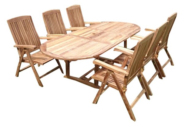 Vikio Zahradní nábytek T121 II. teak set 1+6 Typ stolu: ovál