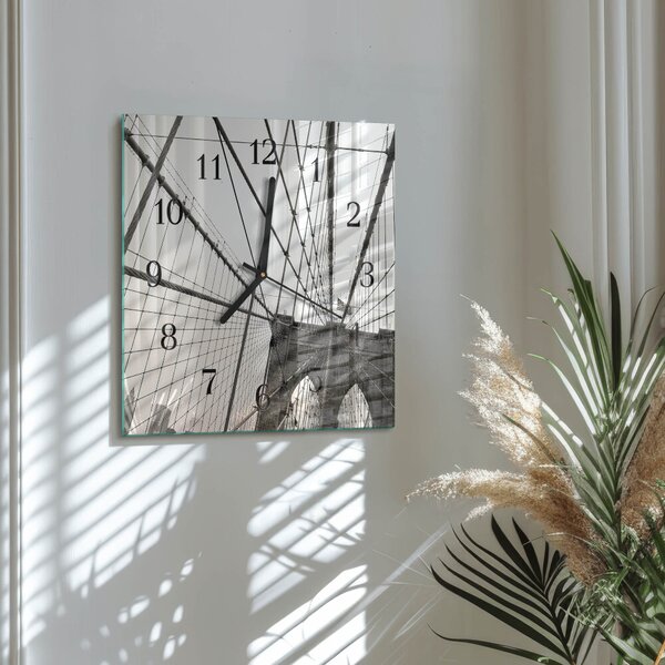 Skleněné hodiny na stěnu Brooklynský most zskc-30x30-00177277
