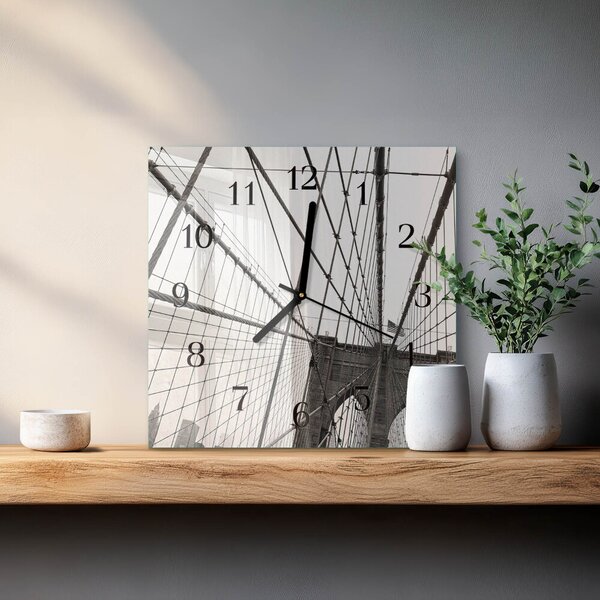 Skleněné hodiny na stěnu Brooklynský most zskc-30x30-00177277