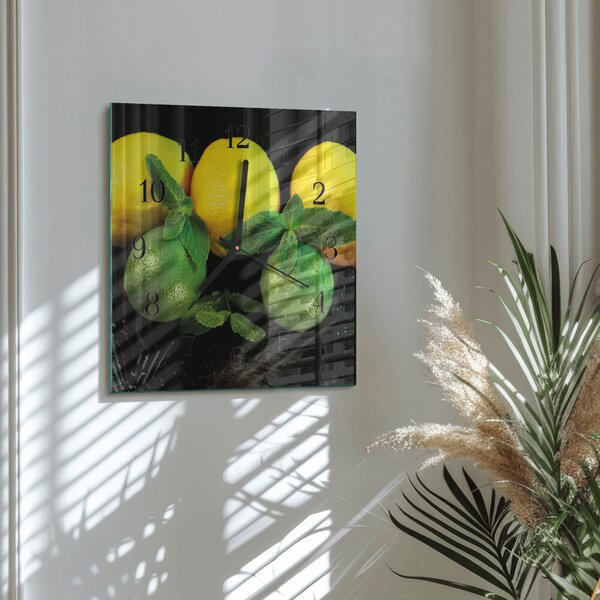 Skleněné hodiny na stěnu Citrony zskc-30x30-00179100