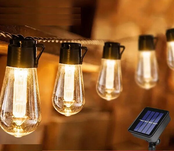 BERGE Zahradní solární girlanda 20 LED 5 metrů Solární žárovky na balkon