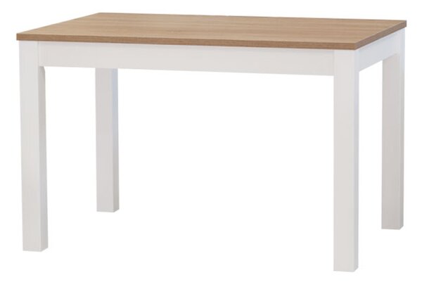 Jídelní stůl CASA Mia (120 x 80 cm + 40 rozklad) – deska dub halifax tabák/ podnož bílá (vzorek z prodejny)