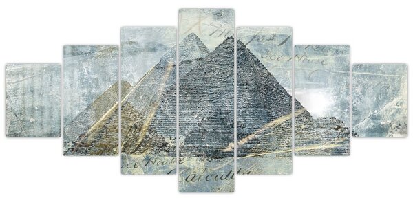 Obraz - Pyramidy v modrém filtru (210x100 cm)