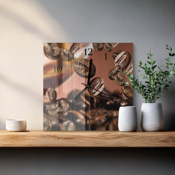 Skleněné hodiny na stěnu Kávová zrna zskc-30x30-00180148