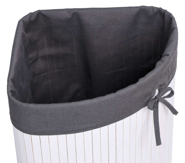 Rohový koš na prádlo 60 l bambusový bílý / šedý