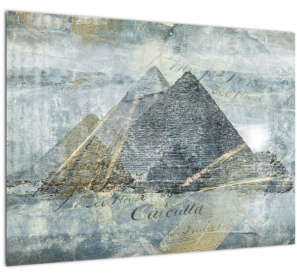 Obraz - Pyramidy v modrém filtru (70x50 cm)