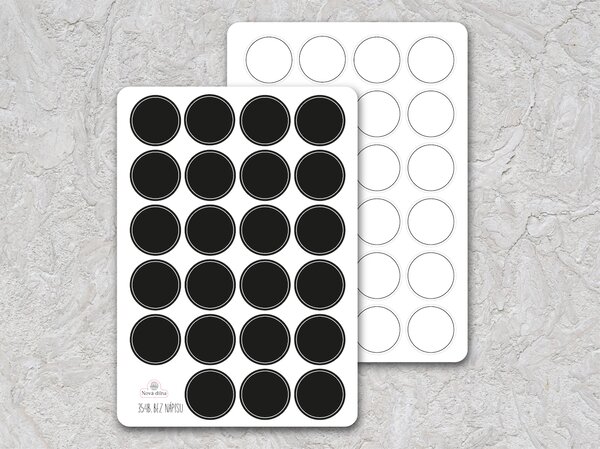 Etikety na dózy bez nápisu 23ks 45mm kulaté Barva: Černá