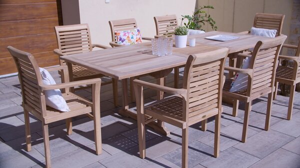 Noela Dřevěný zahradní nábytek Faisal I. teak set 1+8