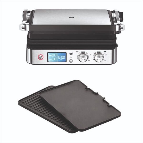 Multifunkní gril, BRAUN Multi Grill 9, 2000 W, 3 stupn ohevu, erný/nerezová ocel