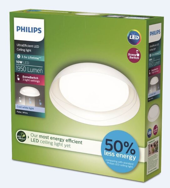 Fleta UltraEfficient stropní svítidlo LED 10W 1950lm 4000K CRI80 35cm kulaté IP20, bílé